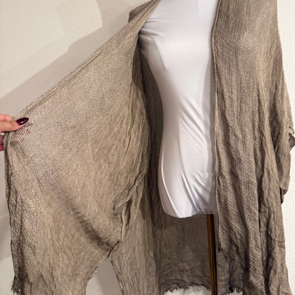 Free People Day Dream Long Kimono Brown Open Knit Duster Cardigan Boho OS - Picture 8 of 10
